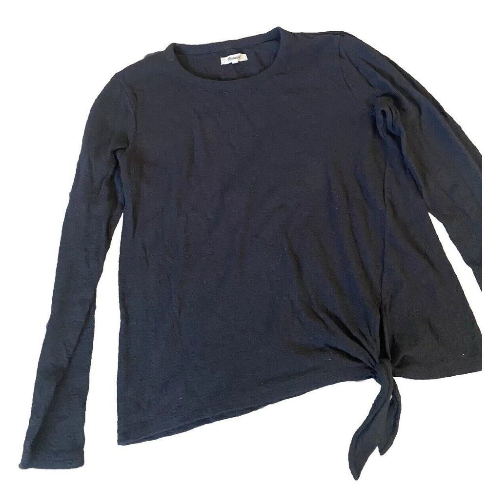 Women's Madewell Knit Top Side Knot‎ Black Long Sleeve Sz Large